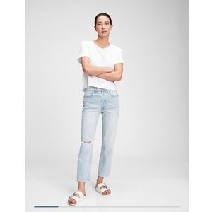 Gap High Rise Distressed Cheeky Straight Jeans
